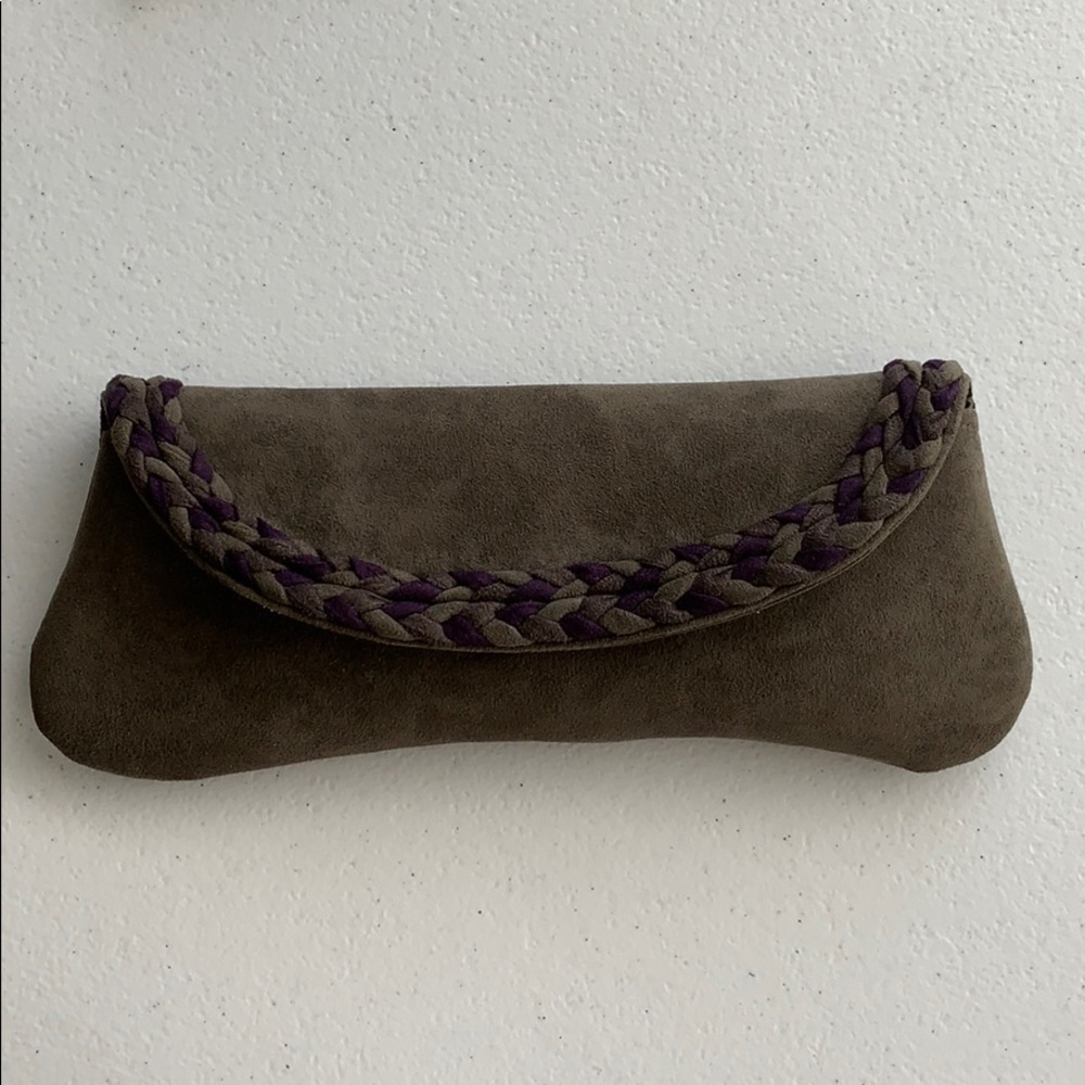 Gray and Purple Suede Clutch